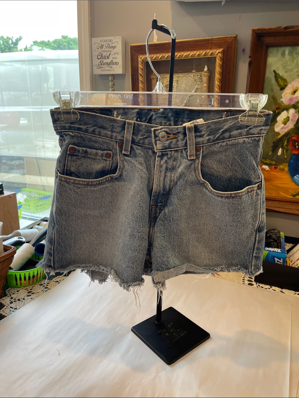 Levi's 569 Loose straight Husky  Washed Gray Denim Cutoff Shorts size 28